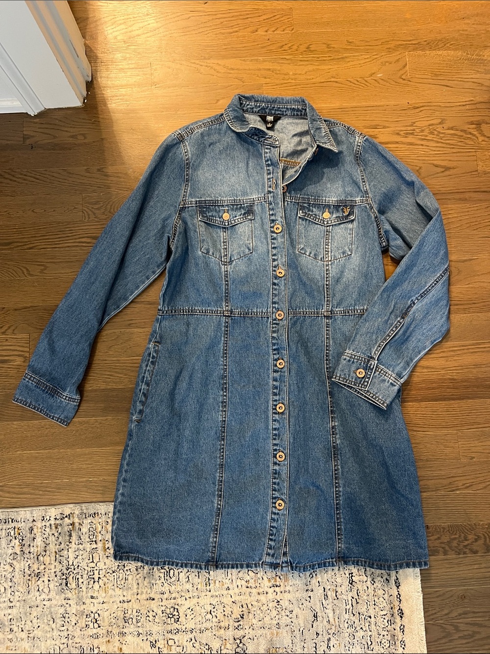 Frye Blue Denim Button-Front Shirt Dress